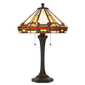 Cal Lighting Tiffany 2 Light Round Table Lamp, Tiffany/Dark Bronze - BO-3016TB