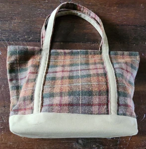 Vintage J Peterman WOOL Brown Plaid Tote Duffle Bag Purse Lexington KY 22 x 14 - Picture 1 of 19