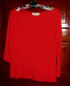 Camiseta para mujer Jones New York 100 % algodón mangas 3/4 naranja - Imagen 1 de 3