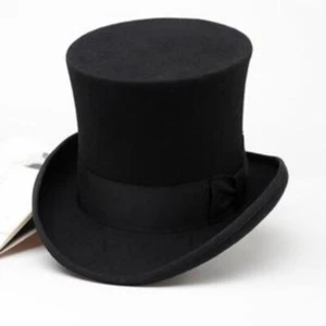 Vintage Top Hat Wool Mad Hatter Tall Hat Height Magic Performing Cap18CM Gifts - Picture 1 of 12