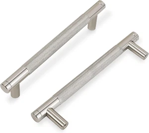 10 Pack 5 Inch(128Mm) Brushed Satin Nickel Cabinet Handles Sliver Knurled Kitche - Picture 1 of 12