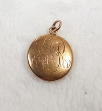 Antique 1920's W&H CO. 1/4 GOLD SHELL Photo Locket J.A.R. Monogramm w/Pictures