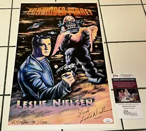 "Póster firmado por Leslie Nielsen 11x17"" Forbidden Planet edición limitada 1/1000 certificado JSA" - Imagen 1 de 6