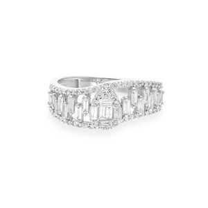 0.67 Ct SI/H Baguette Shape Diamond Ring 18k Solid White Gold Birthday Gift - Picture 1 of 9