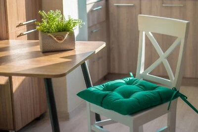 Square Chair Cushion with Ties — Emerald Green - Image 1 of 4