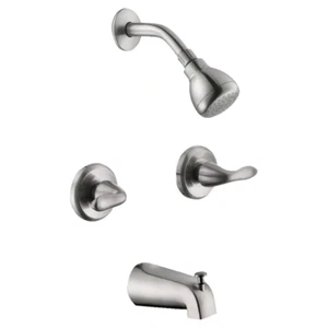 NEU Combo gebürstetes Nickel Design 2-Griff 1-Sprühwanne und Duscharmatur Umbau - Bild 1 von 4