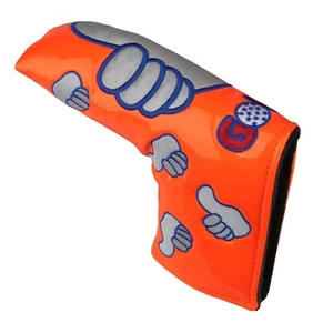 Orange Leather Thumb Golf Blade Putter Head Cover with Magnetic Closure - Picture 1 of 6