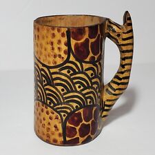 Handmade Wooden Zebra Mug Animal Print Numbered