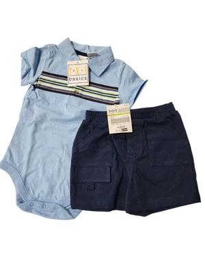 Talla 18M TKS Basics Bebé Niño Azul Manga Corta Algodón Body y Pantalones Cortos Azul Marino Foto 1 de 4