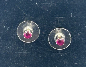 VTG Sterling Silver Stud Earrings Pink Gemstone Sapphire? Tourmaline? - Picture 1 of 8