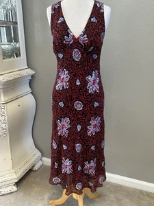 Vintage Nicole Miller Silk Dress Red Black Lavender Sequins Romantic Sexy EUC 6 - Picture 1 of 16