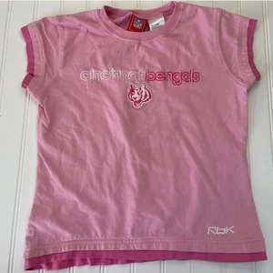 NFL Cincinnati Bengals Embroidered Pink T Shirt - Size Girl's Large 12/14 - Picture 1 of 6