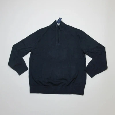 Nautica Mens L Quarter Zip Pullover Sweater Navy Blue Ribbed Knit Long Sleeve - Image 1 of 4