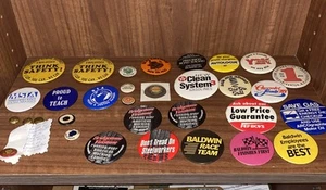 Vintage - Antique Old 32 Pins Buttons - Schools - Boys Week - Automobile - Steel - Picture 1 of 20