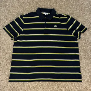 Polo deportivo Lacoste para hombre 4XL FR 9 azul camisa a rayas manga corta preppy - Imagen 1 de 5
