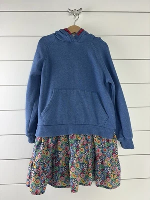 Moletom social feminino BODEN tamanho 8 9y com capuz azul floral - Imagem 1 de 4