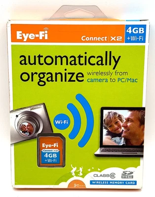 *NEW & Sealed* Eye-Fi Connect X2 4GB Class 6 SDHC Card EYE-FI-4CN SD WiFi Retail - Image 1 of 2