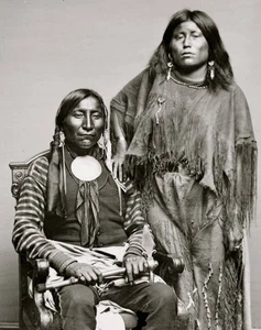 Lone Wolf And His Wife Etla Kiowa Indians 1860 Old Photo Print - Picture 1 of 1