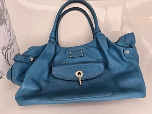 Kate Spade NY RARE Kent Stevie Alessandra  Blue Leather Purse Zip Shoulder Bag - Picture 1 of 12