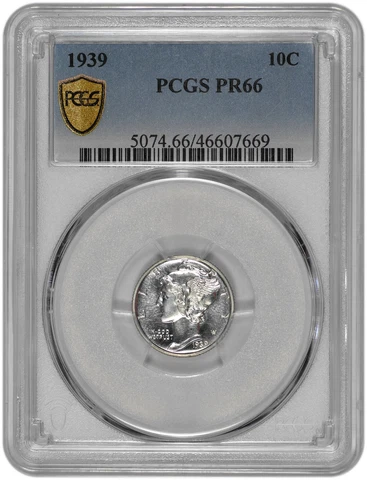 1939 10C Silver Proof Mercury Dime PCGS PR 66 Cover