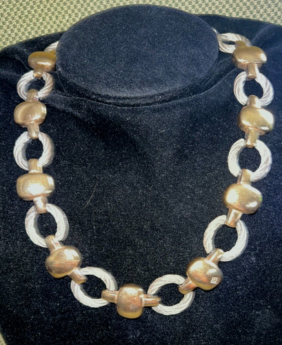 GIVENCHY COLLANA VINTAGE GIVECHY DICHIARAZIONE PASSERELLA TONO ORO ARGENTO OVALE PANNELLO RETTANGOLARE