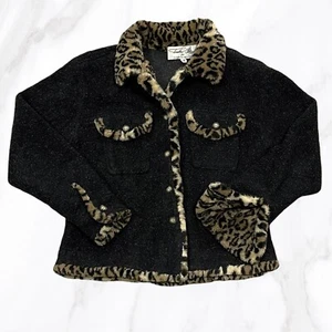 Tasha Polizzi TP Saddleblanket Co Leopard Accent Button Up Sherpa Jacket, Size M - Picture 1 of 6