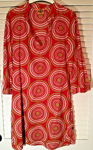 TORY BURCH ABITO TUBINO 100% COTONE LUNGHEZZA MANICA 3 4 TAGLIA 4 SCOLLO A V