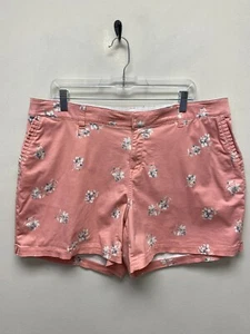 Lane Bryant Womens Pink Floral Pocket Mid Rise Classy Flat Front Chino Shorts 16 - Picture 1 of 8