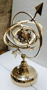 Nautical Home Decor Antique Brass Armillary Sphere World Globe Brass Metal Base - Picture 1 of 6