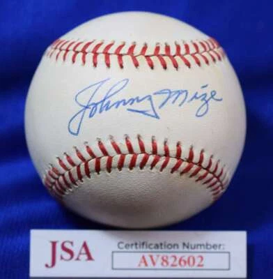 Johnny Mize JSA COA Autograph American League Signed Baseball 1 - Image 1 of 2