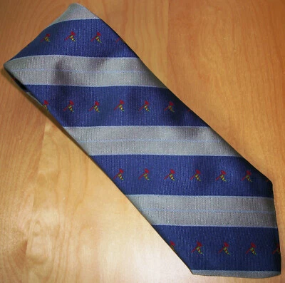 Guy Laroche Silver Purple Stripe Trumpets Men's Silk Neck Tie 54.5"Lx3.6"W D692 - Image 1 of 4