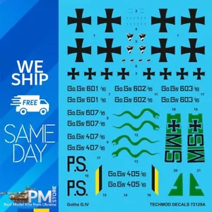 Techmod 72129 1/72 Gotha G.IV German Heavy Bomber aircraft Wet Decal WWI - Picture 1 of 9