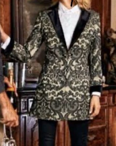 Soft Surroundings Jacke Damen XS Gold Schwarz Savoy Jacquard Damast Samt Blazer - Bild 1 von 21