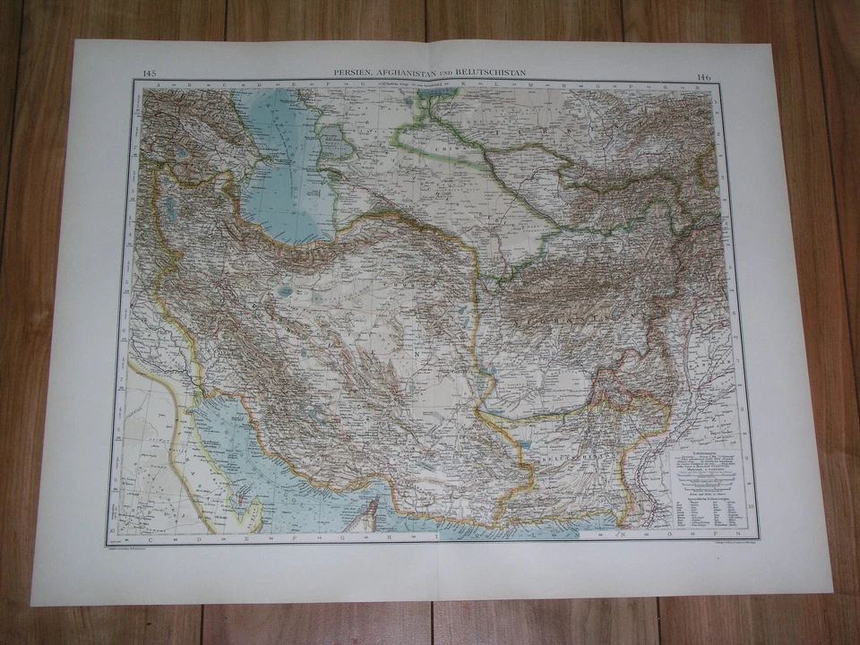 MAPA ANTIGUO ORIGINAL DE PERSIA 1910 IRANÍ AFGANISTÁN PAKISTÁN TURQUESTÁN Foto 1 de 4