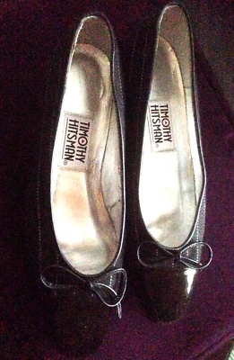 Zapatos Timothy Hitsman 37 eu / 4 uk / 7C us tela gris + puntera charol negro + tacones Foto 1 de 4