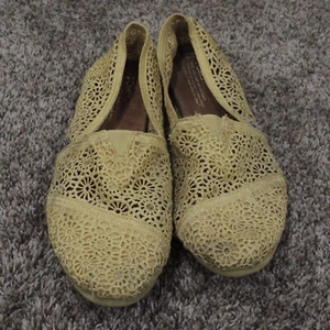 TOMS Lace Alpargata Slip On Shoes Womens Size 11 Yellow - Picture 1 of 6