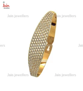 18 Kt, 22 kt Yellow Gold Classy DUBAI Two Tone Cuff Bracelet Bangle 21 - 35 Gms - Picture 1 of 1