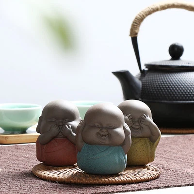 Preciosa estatua de arcilla púrpura Yixing Zisha de 2,6"" Tea Pet mini mascota Foto 1 de 4