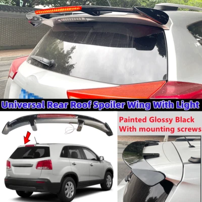 Universal Fit For Kia Sorento 11-13 Gloss Black Rear Roof Spoiler Wing W/ Light Foto 1 de 4