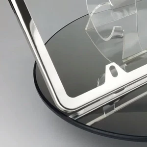 Slim 4 Holes Tesla Chevy Ford Polish Stainless Steel License Plate Frame Holder - Picture 1 of 10