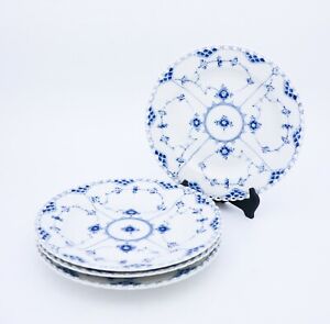 4 Dinner Plates #1084 - Blue Fluted - Royal Copenhagen - Full Lace - 1st Quality