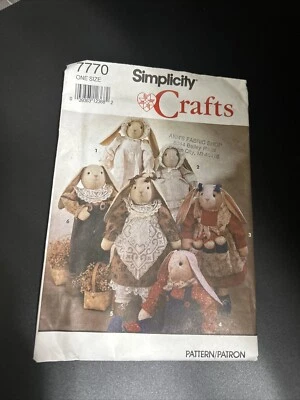 SIMPLICITY 7770 STUFFED 23" TALL BUNNY & CLOTHES PATTERN UNCUT - Image 1 of 4