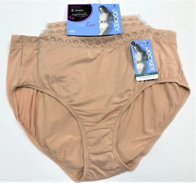 Jockey Elance Supersoft Lace Women's Modal Stretch Classic Fit Briefs 3 Pack NWT - Image 1 of 4