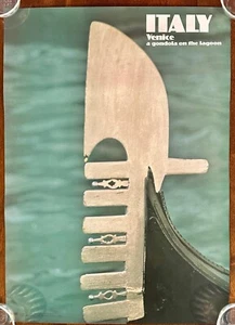 Vintage Italian State Tourism Department Poster 1970s Gondola Venice Italy LOOK! - Picture 1 of 3