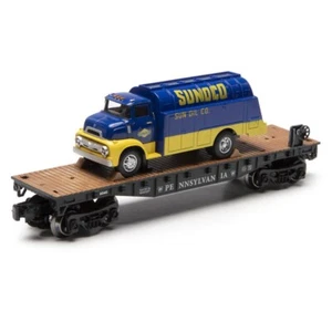 O Gauge Flat Car - PENNSYLVANIA w/1956 SUNOCO TRUCK - New Item - Free Shipping - Picture 1 of 8