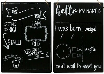 Baby Progress & Birth Announcement Chalk Boards 2 Pack Maternity Gifts 10x14  • 21.91$