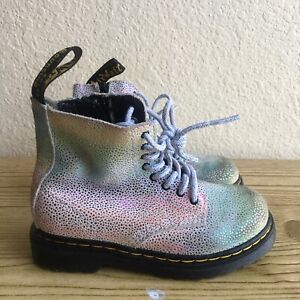 Dr. Doc Martens Sparkle 1460 Multicolor Glitter Boots Youth Girls Sz 9 Us Jy004