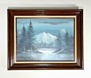 Pintura al óleo firmada Rosenquist Winter Mountain enmarcada profesionalmente 16x20" - Imagen 1 de 10