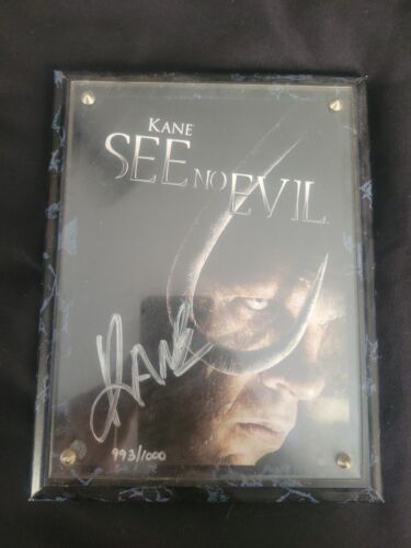 WWE Kane Autographed 993/1000 See No Evil Plaque 