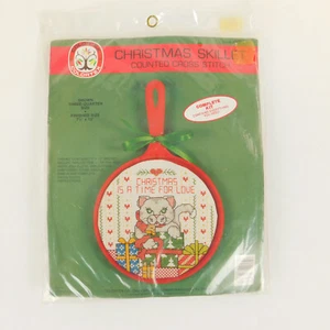 Vintage Colortex Katze Weihnachten Pfanne Kit Zeit für Liebe Kreuzstich - Bild 1 von 7